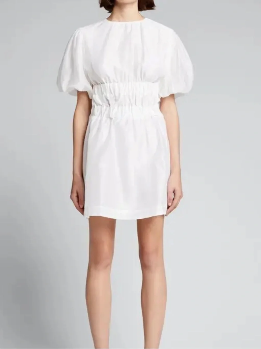 Sir Franc White Open-Back Puff Sleeve Mini Dress - Picture 2 of 4